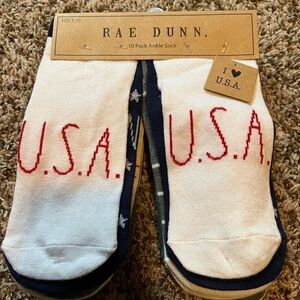 Rae Dunn 10 Pack USA Ankle Socks NWT